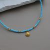 Necklace with blue beads and shell-Sunlit Shell-mk-jewels