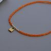 Necklace with orange, gold beads and padlock-Sun Kissed-mk-jewels