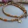 Necklace with orange, gold beads and butterfly-Golden Butterfly-mk-jewels