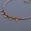 Necklace with orange, gold beads and gold coins-Golden Sunset-mk-jewels