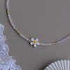 Necklace with pink beads and mother of pearl flower-Roza Delight-mk-jewels