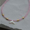 Necklace with pink beads and mother of pearl tail-Fairy of the Sea-mk-jewels