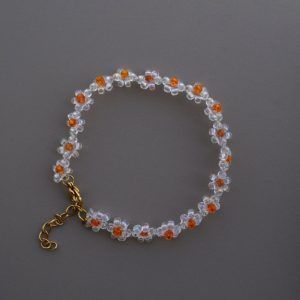 Handmade bracelet with flowers made of iridescent beads-Blossom Spice -mk-jewels