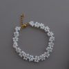 Handmade Bracelet with flowers made of white and gold beads-Blossom White-mk-jewels