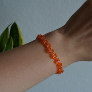 Handmade Bracelet with flowers made of orange beads-Blossom Orange-mk-jewels