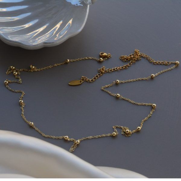 Αλυσίδα μέσης χρυσή από ατσάλι με μπίλιες-Ermina-mk-jewels