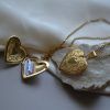 Ανοιγόμενο μενταγιόν καρδιά από επιχρυσωμένο Ανοξείδωτο ατσάλι-Aria Gold-mk-jewels