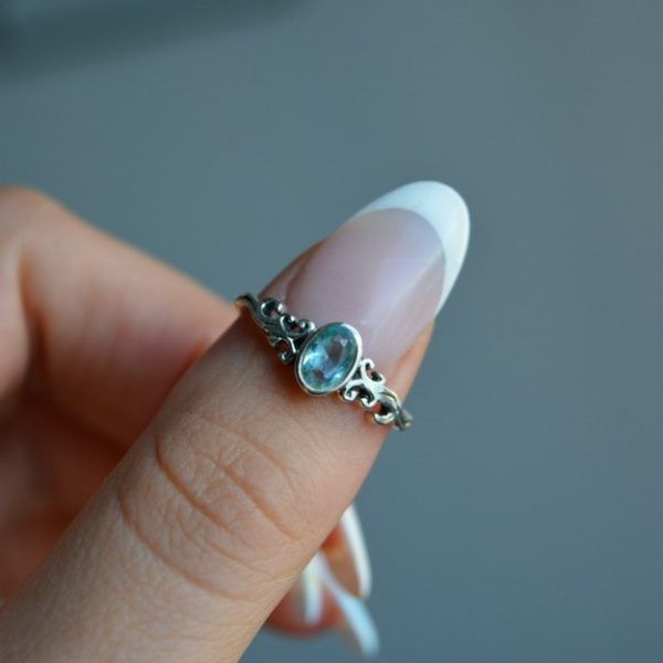 Δαχτυλίδι από Ασήμι 925 με Ημιπολύτιμη Aquamarine-Iole Aquamarine-mk-jewels