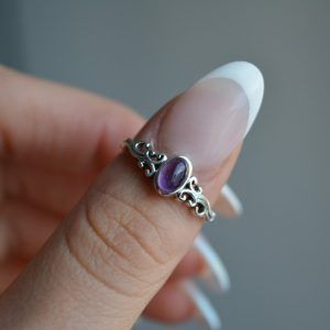 Ring of Silver 925 with semi-precious stone Amethyst-Iole Amethyst-mk-jewels