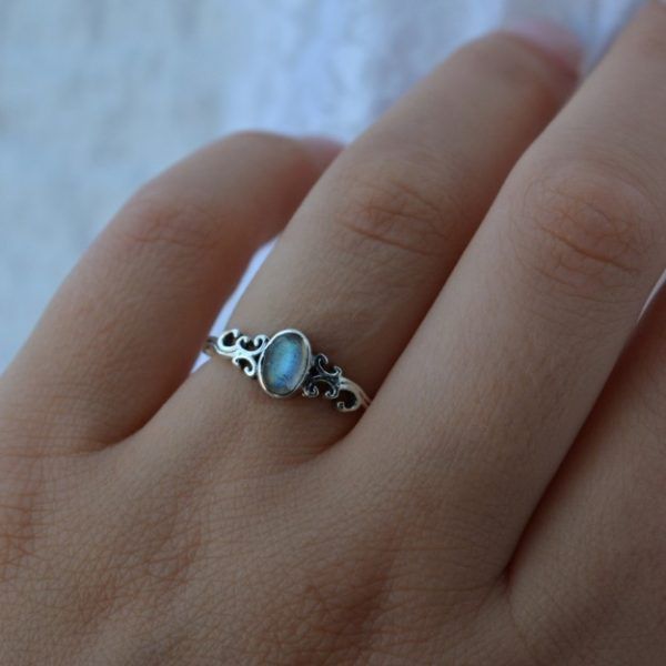 Ring of Silver 925 with semi-precious stone Labradorite-Iole Labradorite-mk-jewels