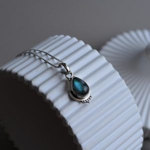 Sterling silver necklace with semi-precious stone Labradorite-Aphrodite-Aphrodite Labradorite-mkjewels