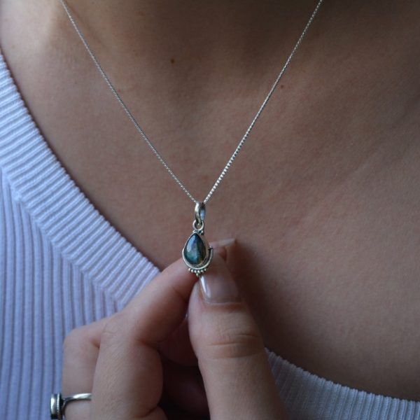 Sterling silver necklace with semi-precious stone Labradorite-Aphrodite-Aphrodite Labradorite-mkjewels