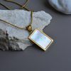 Stainless steel necklace with rectangular pendant with Fildisi-Nancy Gold-mk-jewels