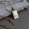 Stainless steel necklace with rectangular pendant with Fildisi-Nancy Gold-mk-jewels