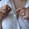 Κολιέ από ανοξείδωτο ατσάλι με μενταγιόν ορθογώνιο με Φίλντισι-Nancy Silver-mk-jewels