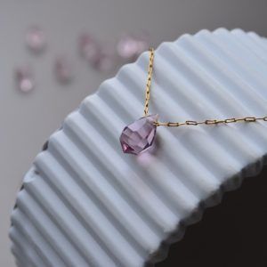 Necklace in gold plated stainless steel and purple crystal-Crystal Purple-mkjewels