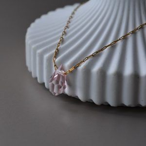 Necklace made of gold plated stainless steel and pink crystal-Crystal Pink-mk-jewels