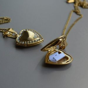 Gold plated stainless steel heart pendant with cubic zirconia-Julienne-mkjewels