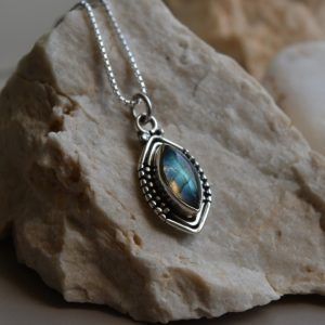 Necklace made of Silver 925 with Labradorite-Lydia Labradorite-mk-jewels