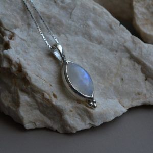  Sterling silver necklace with semi-precious stone moonstone-Emily Moonstone-mk-jewels