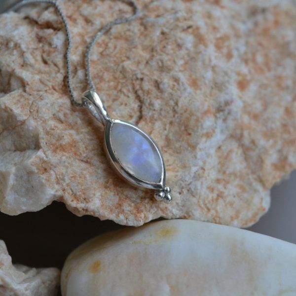  Sterling silver necklace with semi-precious stone moonstone-Emily Moonstone-mk-jewels