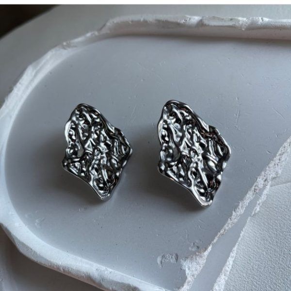 Steel earrings Steel Pin Knob Forged-Andie Silver-mkjewels