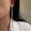 Stainless steel earrings with pendant chains-Blaire Silver-mkjewels