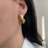 Earrings made of gold plated steel stud earrings irregular hammered-Agnes-mkjewels