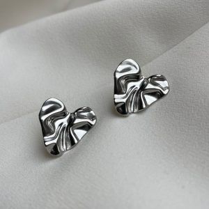 Steel stud earrings heart- Marilia Silver-mkjewels