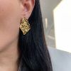 Gold-plated steel earrings gold-plated steel pin rhombus forged-Andie Gold-mkjewels
