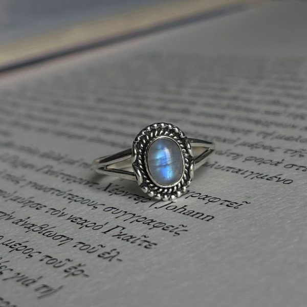 Ring of Silver 925 with semi-precious stone Moonstone-Ella Moonstone-mkjewels