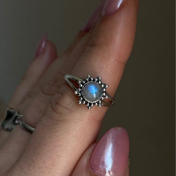 Ring of Silver 925 with semi-precious stone Moonstone-Freya Moonstone-mkjewels