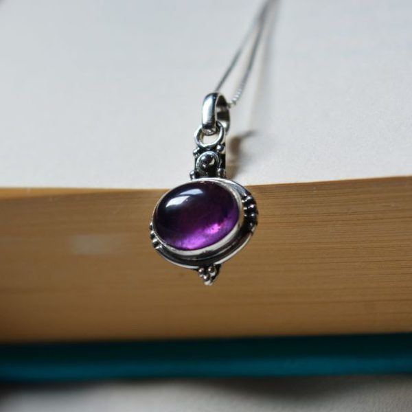 Sterling silver necklace with Amethyst-Cecil Amethyst-mk-jewels