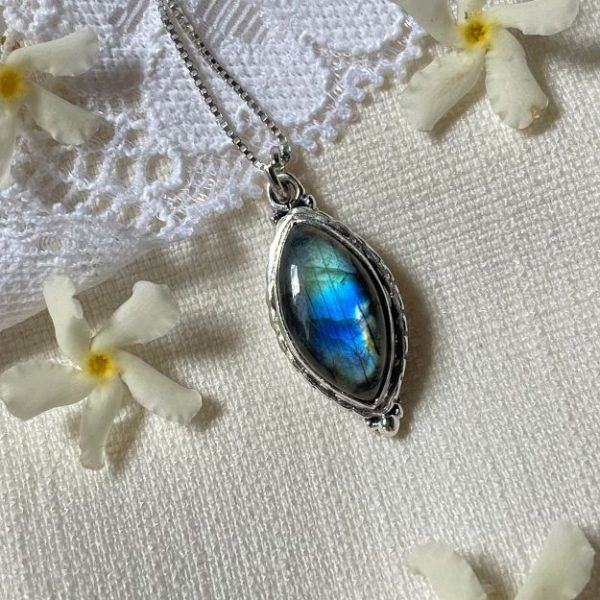 Κολιέ από Ασήμι 925 με Λαμπραδορίτη-Amelia Labradorite-mk-jewels