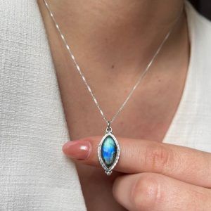 Necklace made of Silver 925 with Labradorite-Amelia Labradorite-mk-jewels
