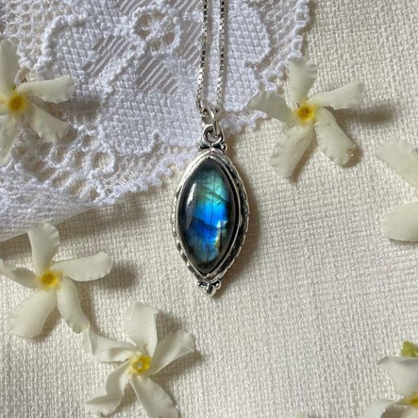 Κολιέ από Ασήμι 925 με Λαμπραδορίτη-Amelia Labradorite-mk-jewels