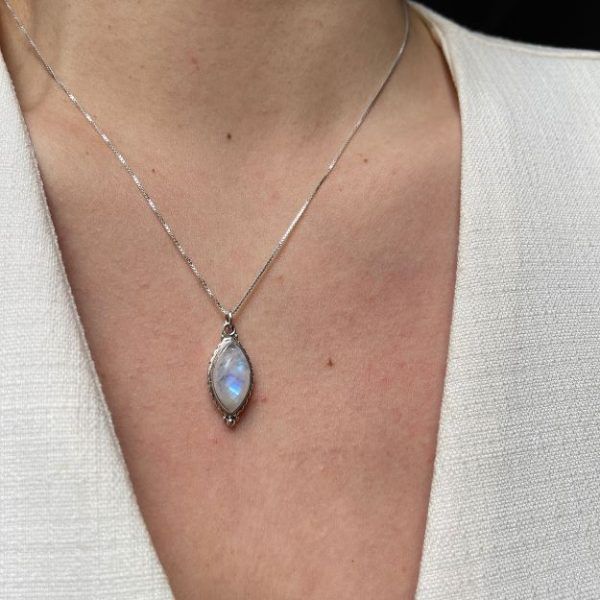 Sterling silver necklace with semi-precious stone Moonstone-Amelia Moonstone-mk-jewels