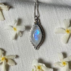 Sterling silver necklace with semi-precious stone Moonstone-Amelia Moonstone-mk-jewels