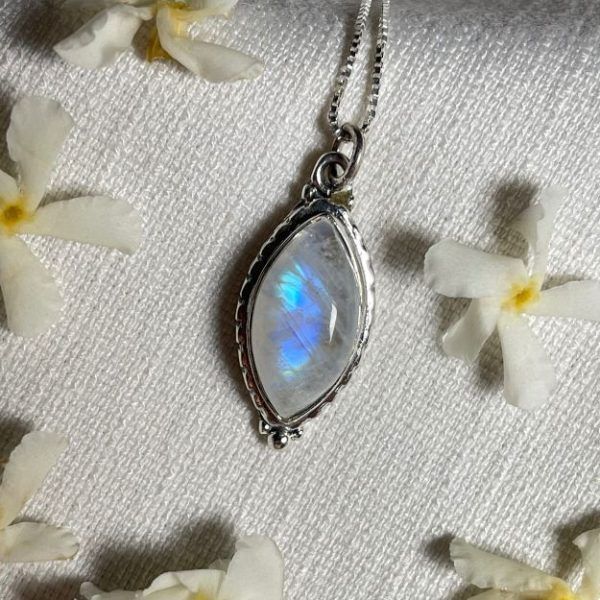 Sterling silver necklace with semi-precious stone Moonstone-Amelia Moonstone-mk-jewels