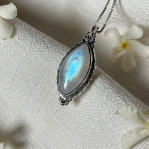 Sterling silver necklace with semi-precious stone Moonstone-Amelia Moonstone-mk-jewels