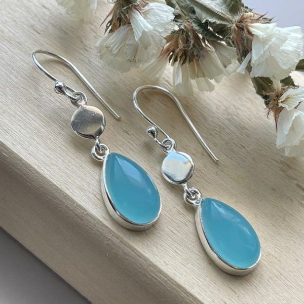 Earrings of silver 925 with semi-precious stones brazilian chalcedony-Reina-mkjewels