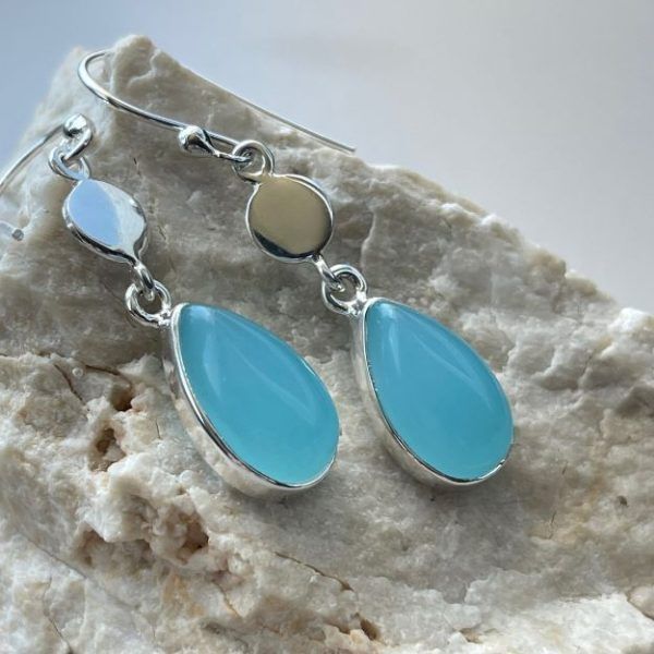 Earrings of silver 925 with semi-precious stones brazilian chalcedony-Reina-mkjewels