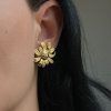 Gold plated stainless steel earrings Sunflower-Sunflower Gold-mkjewels