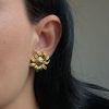 Gold plated stainless steel earrings Sunflower-Sunflower Gold-mkjewels