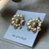 Gold plated stainless steel earrings Sunflower-Sunflower Gold-mkjewels