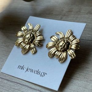 Gold plated stainless steel earrings Sunflower-Sunflower Gold-mkjewels