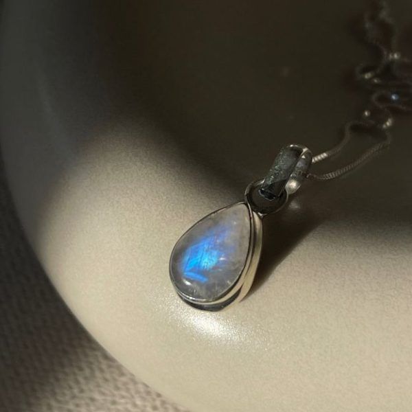 Sterling silver necklace with semi-precious stone Moonstone-Persephone Moonstone-mk-jewels