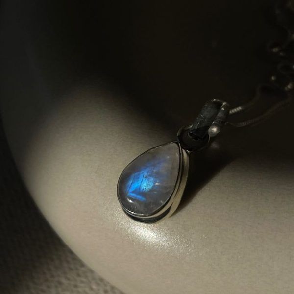 Sterling silver necklace with semi-precious stone Moonstone-Persephone Moonstone-mk-jewels