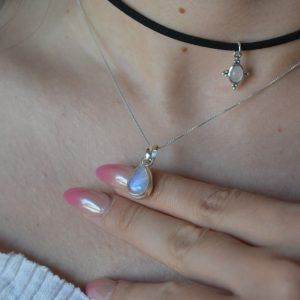 Sterling silver necklace with semi-precious stone Moonstone-Persephone Moonstone-mk-jewels