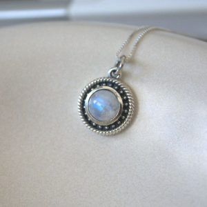 Sterling silver necklace with semi-precious stone Moonstone-Willow Moonstone-mk-jewels